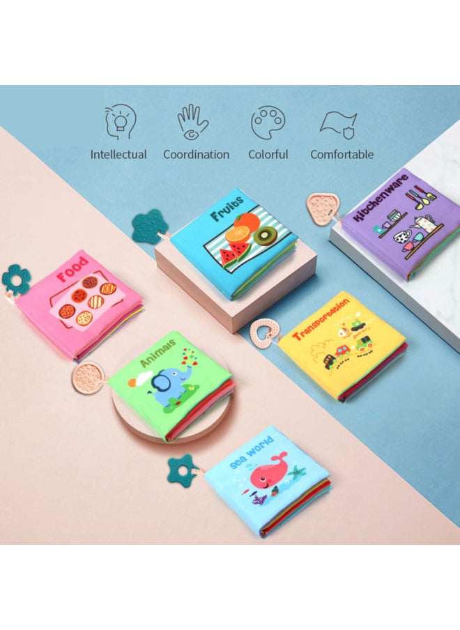 With Tegument Cognitive Cloth Book My First Book Tool Animal Enlightenment Newborn Toy Set-Color:Fruit-Specifications:English Version -5 Pages, 10 Sides-with Gum  - Image 4