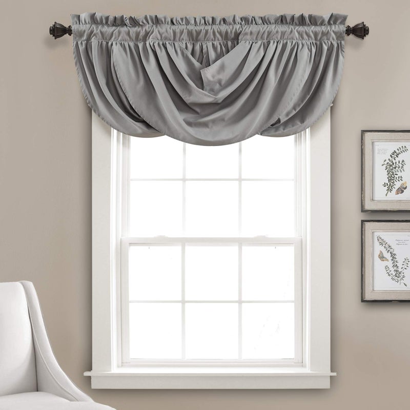 Lush Decor Lucia Elegant Waterfall Valance for Living Room Kitchen, and Bedroom, Soft Polyester Window Curtain, Single -Gray (42"W x 18"L) - Image 2
