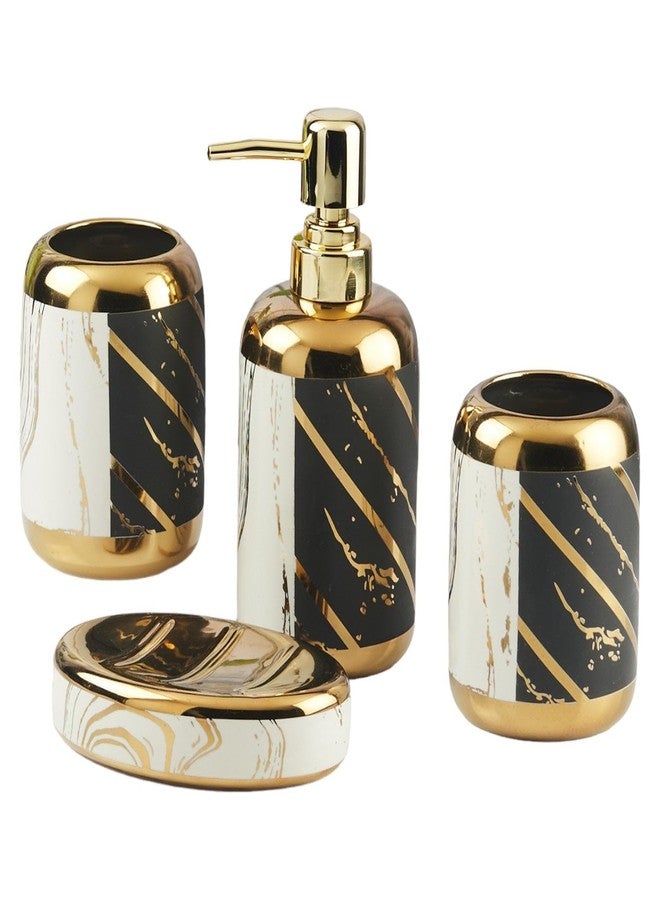 Kookee Ceramic Bathroom Set – Stylish 4 Piece Bath Accessories Kit with Soap Dispenser, Toothbrush Holder, Tumbler & Soap Dish – Modern & Designer Decor for Home & Guest Bathrooms (11438) - Image 5