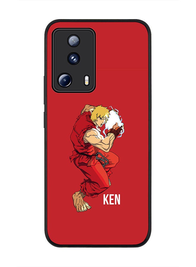Stylizedd Rugged Black edge case for Xiaomi 13 Lite 5G / Xiaomi Civi 2 5G, Slim fit Soft Case Flexible Rubber Edges Anti Drop TPU Gel Thin Cover -  Street Fighter - Ken (Red) - Image 1
