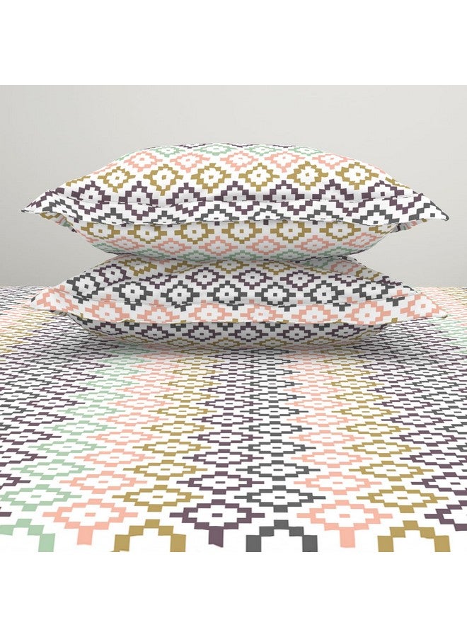 Welspun 120 TC Polycotton Bedsheet for Double Bed with 2 Pillow Cover | Skin Safe & Super Soft King Size Bed Sheet | (108 X 108 Inch) - Geometric Pink | Harmony - Image 5