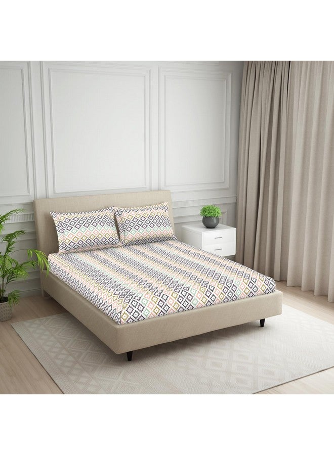 Welspun 120 TC Polycotton Bedsheet for Double Bed with 2 Pillow Cover | Skin Safe & Super Soft King Size Bed Sheet | (108 X 108 Inch) - Geometric Pink | Harmony - Image 2