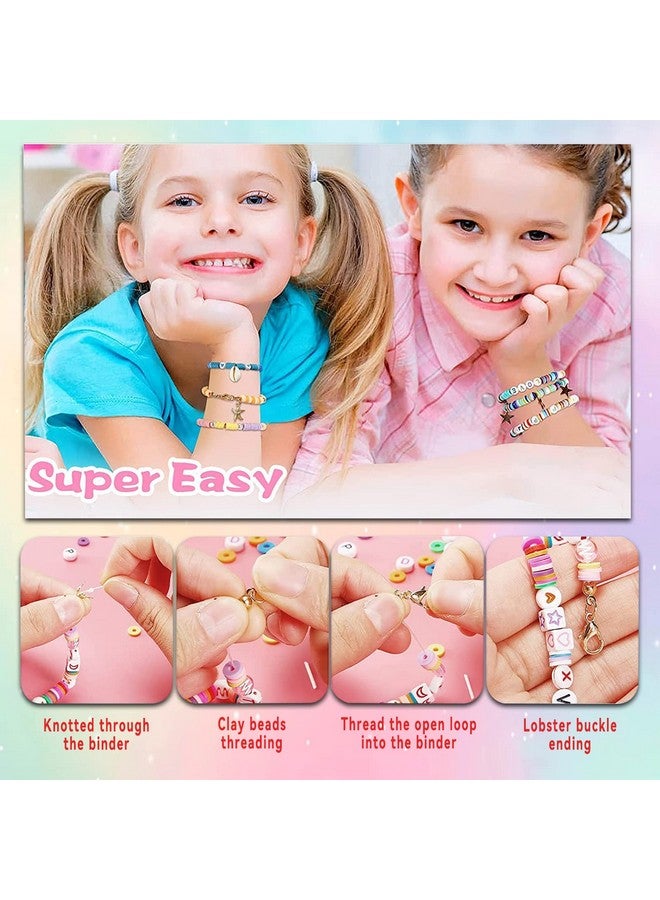 كلمارز مجموعة أدوات فنية وحرفية من خرز الطين لصنع المجوهرات، مع خرز بأحرف مبتسمة، هدايا للفتيات من سن 6 إلى 12 عامًا - Image 5