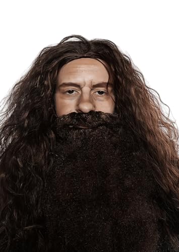 ALLAURA Brown Wizard Wig and Beard Set | Mens Wizard Character | Fake Wizard Beard Mustache Fits Adult Men — Mens Halloween Costume, Compatible with Viking Beard Costume & Viking Wig Man - Image 4