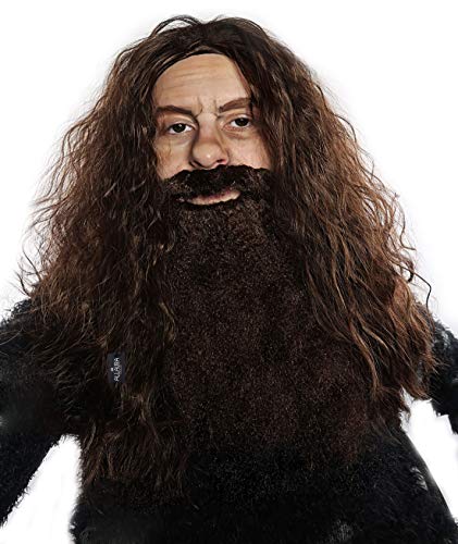 ALLAURA Brown Wizard Wig and Beard Set | Mens Wizard Character | Fake Wizard Beard Mustache Fits Adult Men — Mens Halloween Costume, Compatible with Viking Beard Costume & Viking Wig Man - Image 2