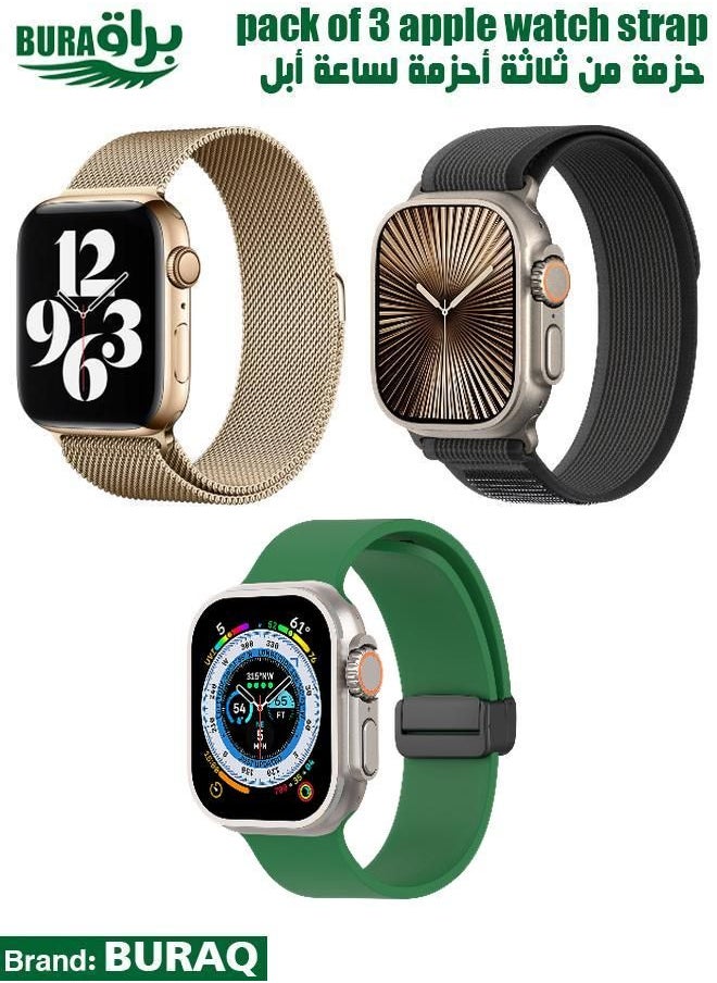 BURAQ - Apple Watch Band Strap For Apple Watch Ultra 2/Ultra 49mm, Series 10 46mm, 9/8/7 45mm, SE2/SE/6/5/4 44mm, 3/2/1 42mm - Image 1