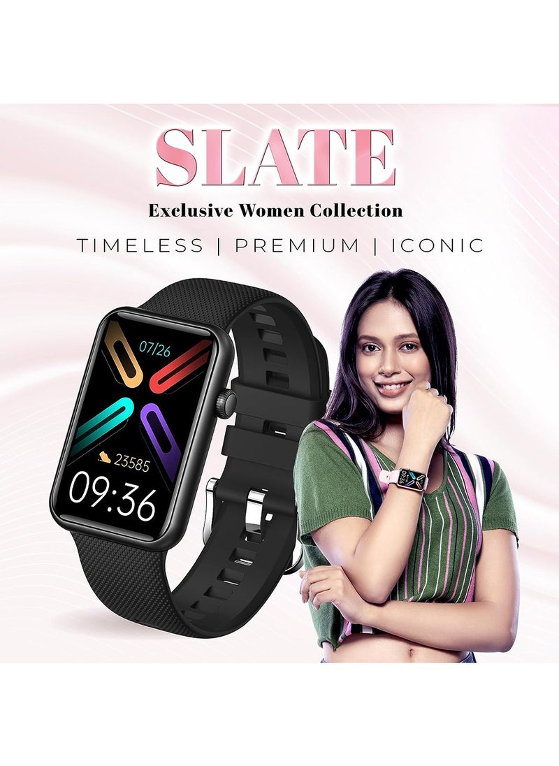 Gizmore - Gizmore Slate 1.57 Inch Super Aod With 500 Nits Brightness | Ai | Sports Modes | Spo2, Bt Calling Smartwatch Curved Glass Rectangular Display | Sleek Metal Frame (Black) - Image 1