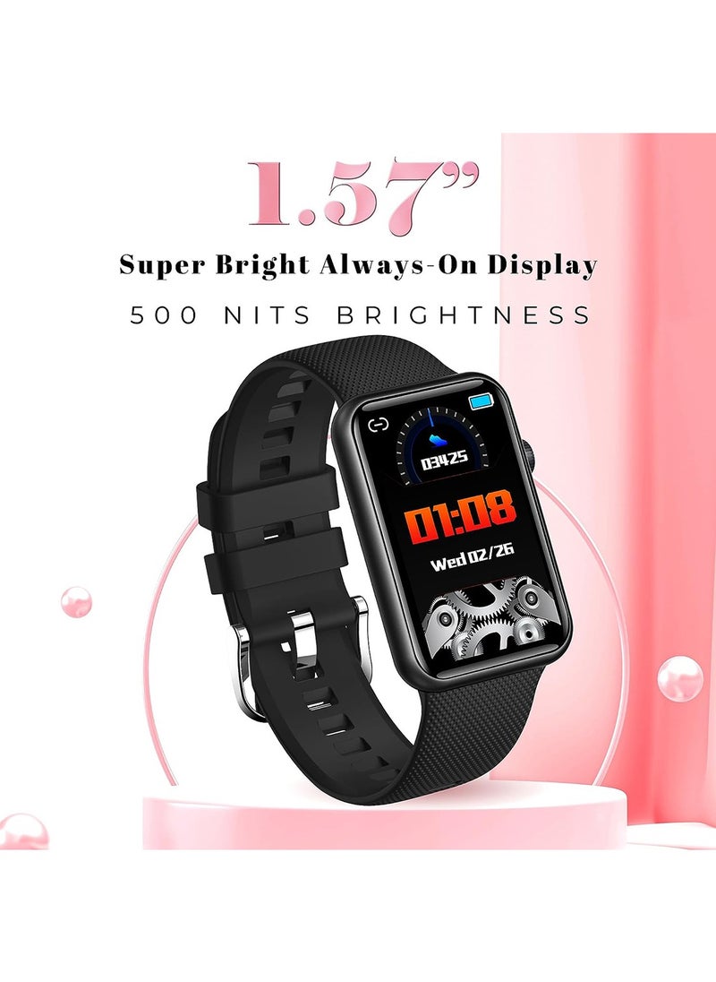 Gizmore - Gizmore Slate 1.57 Inch Super Aod With 500 Nits Brightness | Ai | Sports Modes | Spo2, Bt Calling Smartwatch Curved Glass Rectangular Display | Sleek Metal Frame (Black) - Image 1