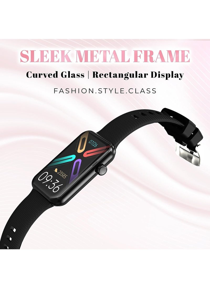 Gizmore - Gizmore Slate 1.57 Inch Super Aod With 500 Nits Brightness | Ai | Sports Modes | Spo2, Bt Calling Smartwatch Curved Glass Rectangular Display | Sleek Metal Frame (Black) - Image 1