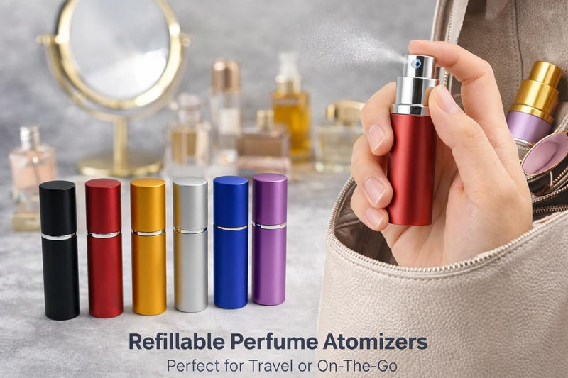 Refillable Perfume Spray Bottle Aluminum Atomizer Travel Size 10 Ml Leak Proof Pocket Container For Fragrance Cologne Cosmetic Use, Portable Design (Silver) - Image 2