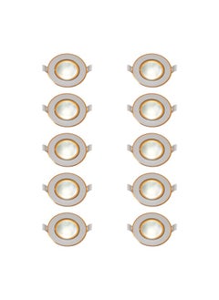 El Rawda Lighting 10 Pcs Spotlights Inside The Gypsum, 7 Cm Opening, White Body X Gold, 6 Watts, 3-Mode Lighting  White - Warm - Cool Pcs 9x9x4 cm 