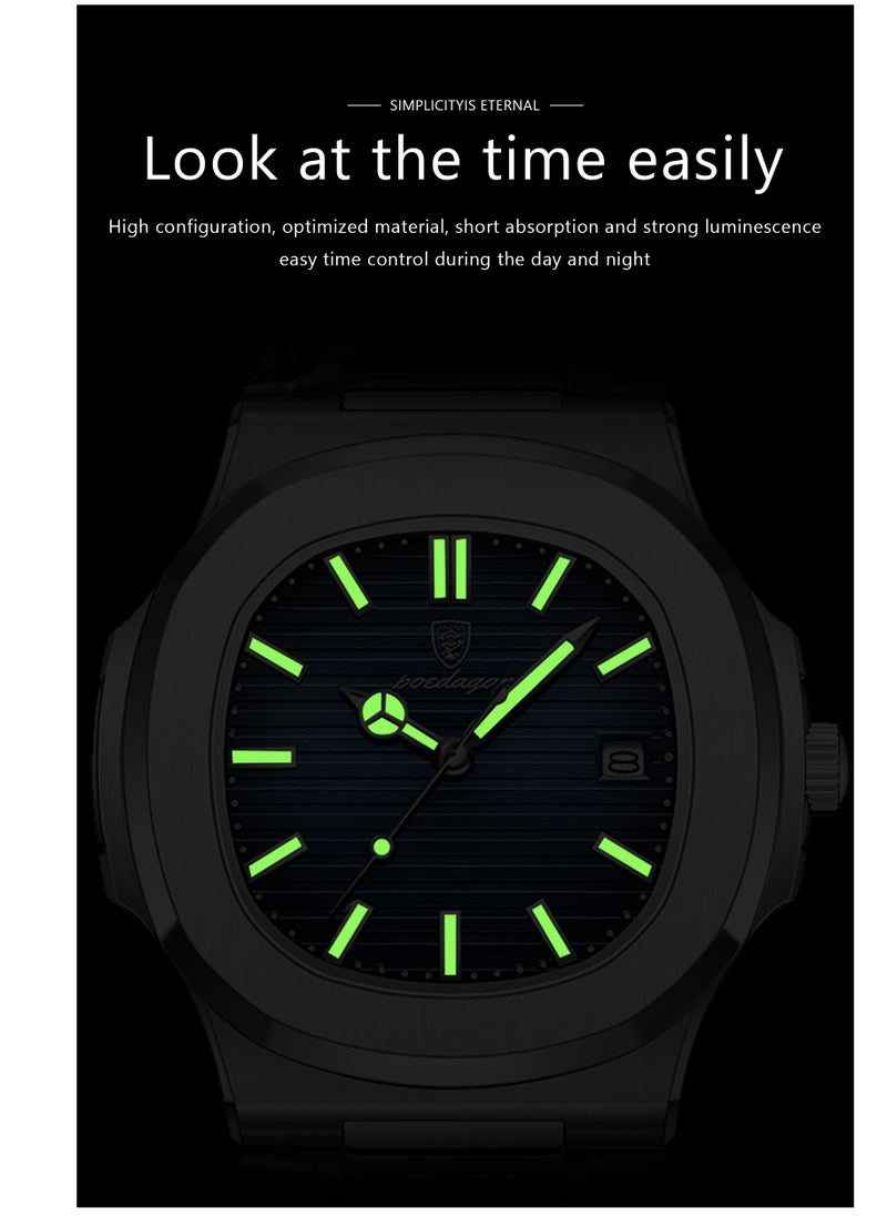 Ultra Thin Waterproof Men's Watch with Calendar, Mineral Glass, and Unique Octagonal Case Design
