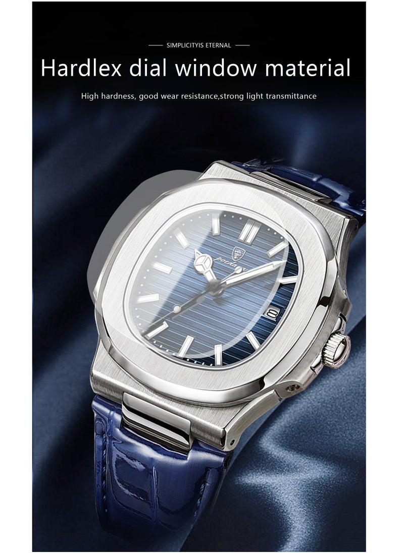 Ultra Thin Waterproof Men's Watch with Calendar, Mineral Glass, and Unique Octagonal Case Design