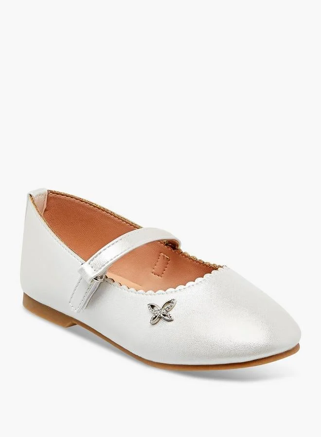 جونيورز Embellished Mary Jane Shoes With Hook And Loop Closure