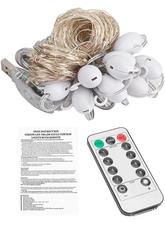 Litehom 300 LED Fairy Curtain Lights with Remote Control Adjustable, USB Led Light for Home Decoration, Diwali Decoration, Bedroom Birthday Balloon Decoration (Multicolor) - Image 3