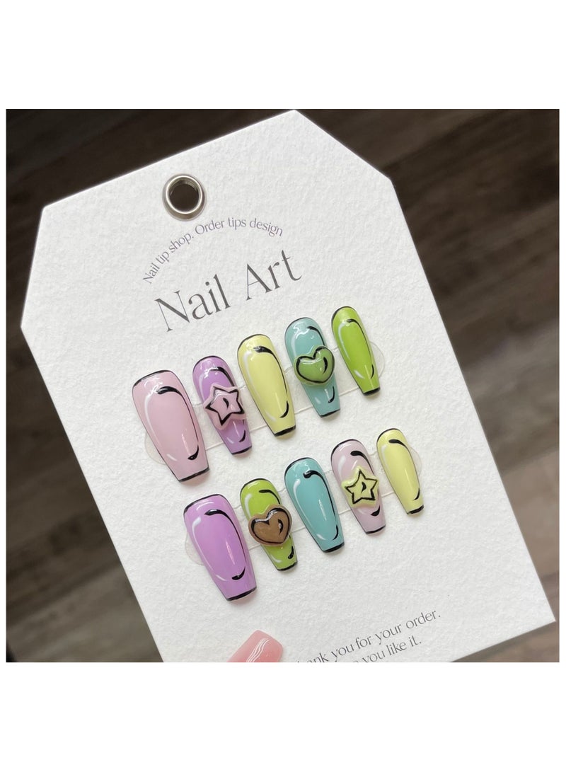Binzo Beauty Handmade Press On Nails, 10pcs, Nails Art , Acrylic Nails, False Nails, Luxury Collection, Luxury Nails Arts, New Accessories， Wedding Nails，Party Nails. - Image 1