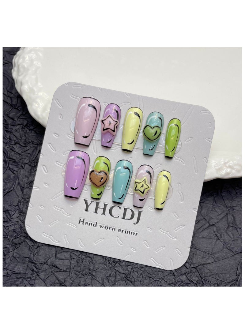 Binzo Beauty Handmade Press On Nails, 10pcs, Nails Art , Acrylic Nails, False Nails, Luxury Collection, Luxury Nails Arts, New Accessories， Wedding Nails，Party Nails. - Image 2