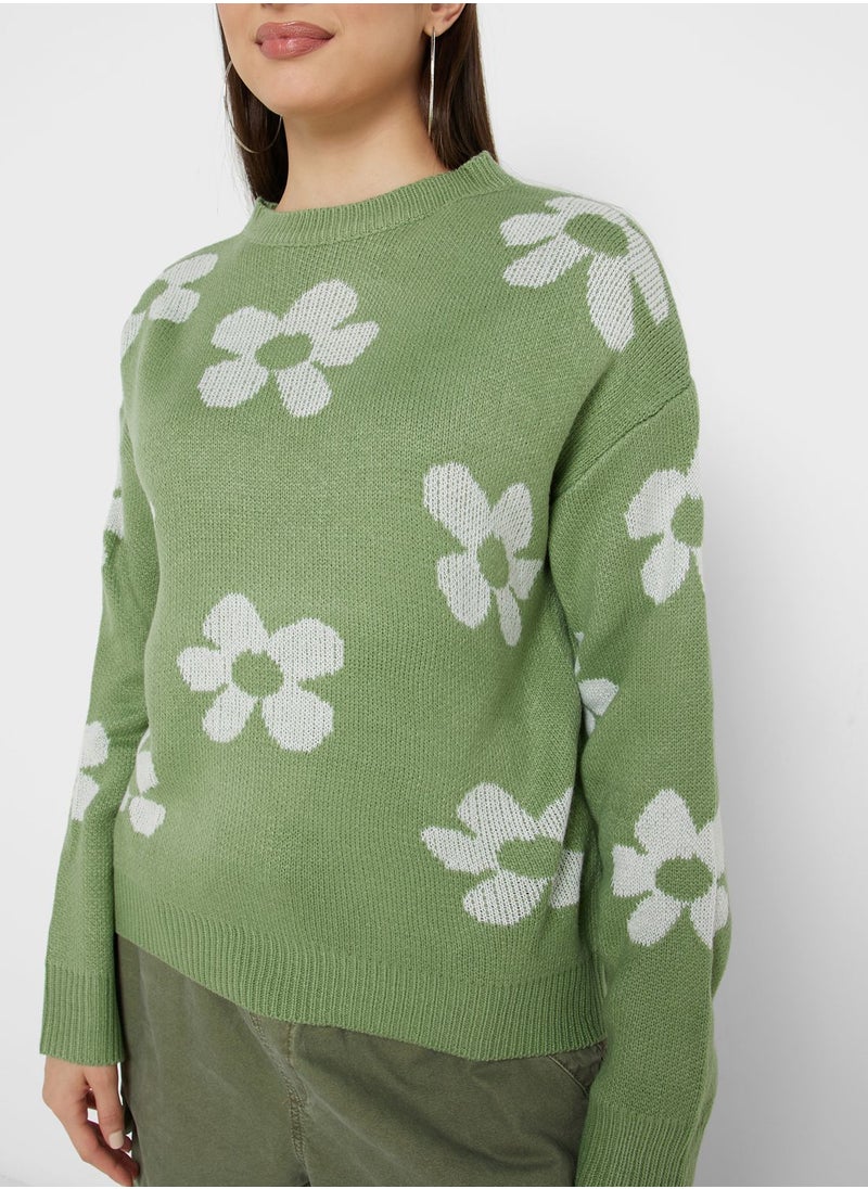 Floral Intarsia Sweater - pzsku/Z0CAF0A220D3C54B05E97Z/45/_/1698980035/8befc952-4612-4e10-a780-58fc5086f2db