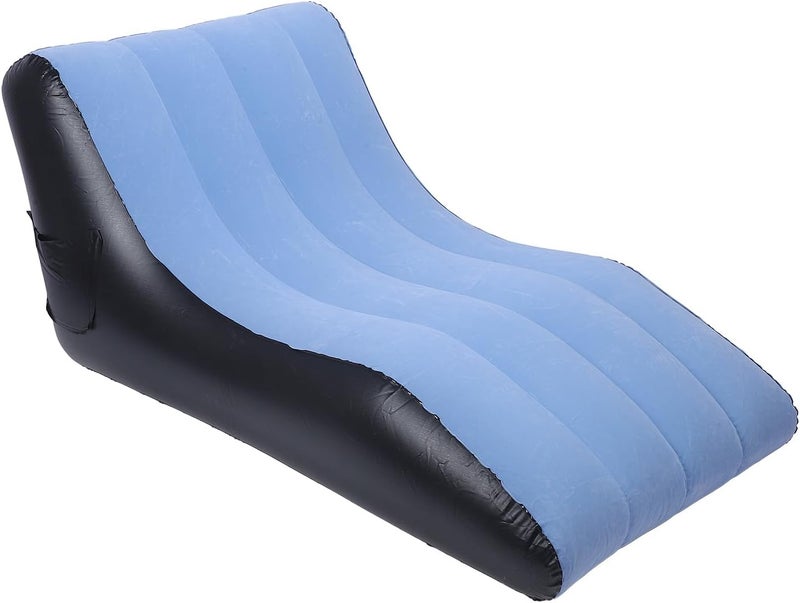 aqxreight Inflatable Sofa Chair PVC Flocked Inflatable Chair Blow Up Couch for Living Rooms Camping Trips Travel Blue Sofa is This and to Appearance from Durability Constructed Thick (Blue) - Image 3