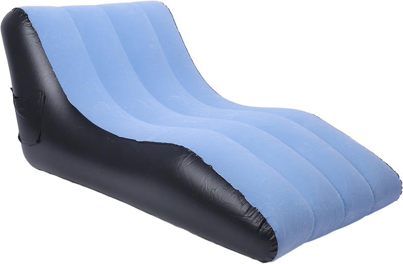 aqxreight Inflatable Sofa Chair PVC Flocked Inflatable Chair Blow Up Couch for Living Rooms Camping Trips Travel Blue Sofa is This and to Appearance from Durability Constructed Thick (Blue) - Image 2