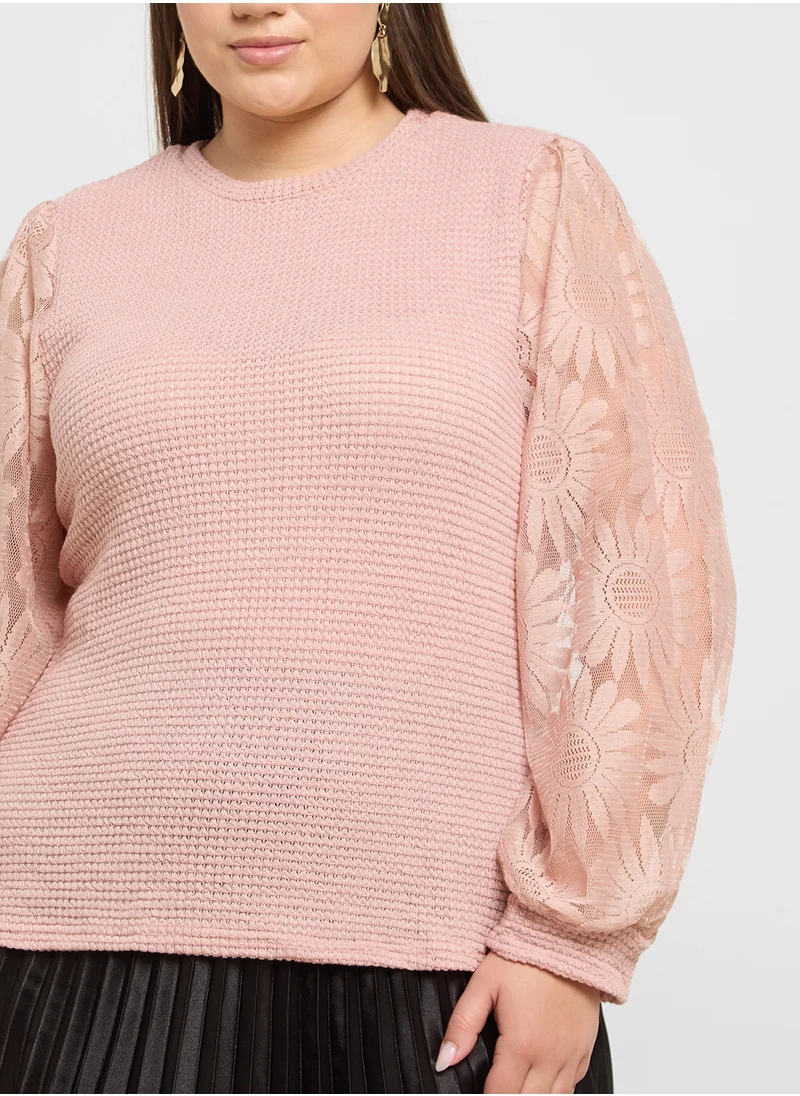 ايلا بلس Floral Sleeve Knitted Top