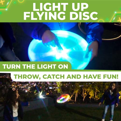 Toysery Light Up Flying Disc - LED Frisbee, Glow in The Dark, Easy to Use, Ideal Camping Game, Fun Outdoor/Indoor Birthday Toys for Boys/Girls/Kids/Adults, 175g - Image 4