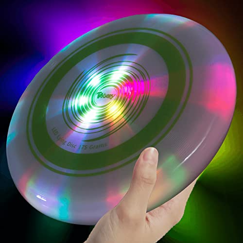 Toysery Light Up Flying Disc - LED Frisbee, Glow in The Dark, Easy to Use, Ideal Camping Game, Fun Outdoor/Indoor Birthday Toys for Boys/Girls/Kids/Adults, 175g - Image 1