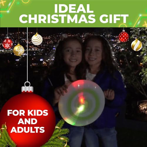 Toysery Light Up Flying Disc - LED Frisbee, Glow in The Dark, Easy to Use, Ideal Camping Game, Fun Outdoor/Indoor Birthday Toys for Boys/Girls/Kids/Adults, 175g - Image 2