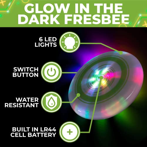 Toysery Light Up Flying Disc - LED Frisbee, Glow in The Dark, Easy to Use, Ideal Camping Game, Fun Outdoor/Indoor Birthday Toys for Boys/Girls/Kids/Adults, 175g - Image 5