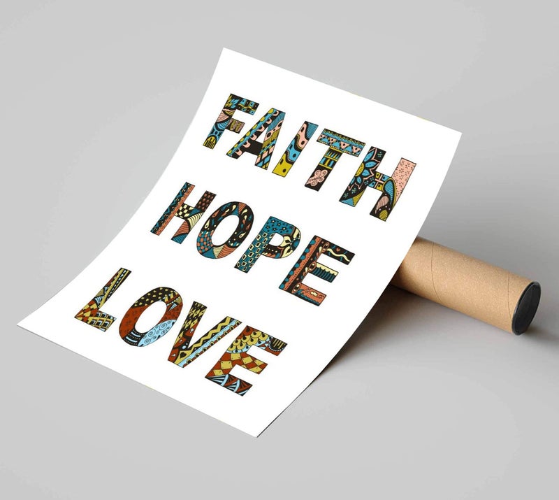 5 Ace faith hope love abstract Wall Sticker Poster|size:12x18 inch|multicolor - Image 1