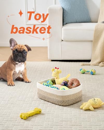 KALLAX Small Woven Basket, 12 x 8 x 4.5 Inches, Storage Basket for Organizing, Cute Small Rope Shelf Closet Cube Storage Bins Baskets for Shelves, Dog Toy Gift Baskets Empty, 3 Pack Gradient Brown - Image 5