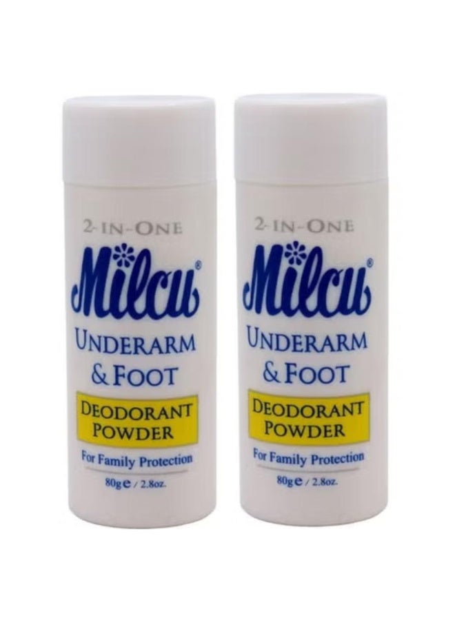Under Arm & Foot Powder 80 g 2 pcs