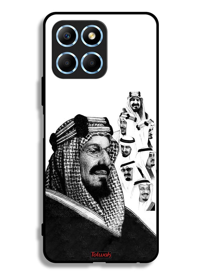 Tolwak غطاء حماية لهاتف Honor X6 - فن ملصق ملوك المملكة العربية السعودية BW - Image 2