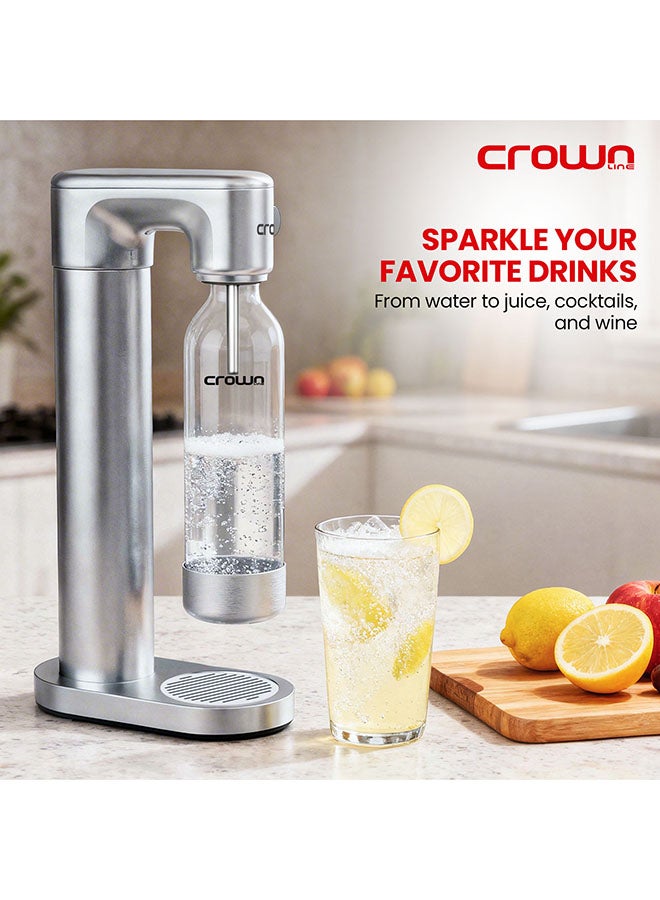 كراون لاين صانع الصودا Crownline SM-455 – سعة 850-900 مل، زجاجة PET خالية من BPA، تصميم لولبي سريع، يصنع حتى 60 لتر لكل أسطوانة، متوافق مع أسطوانة غاز CO2 سعة 0.6 لتر/425 جرام (غير مدرجة) - Image 2