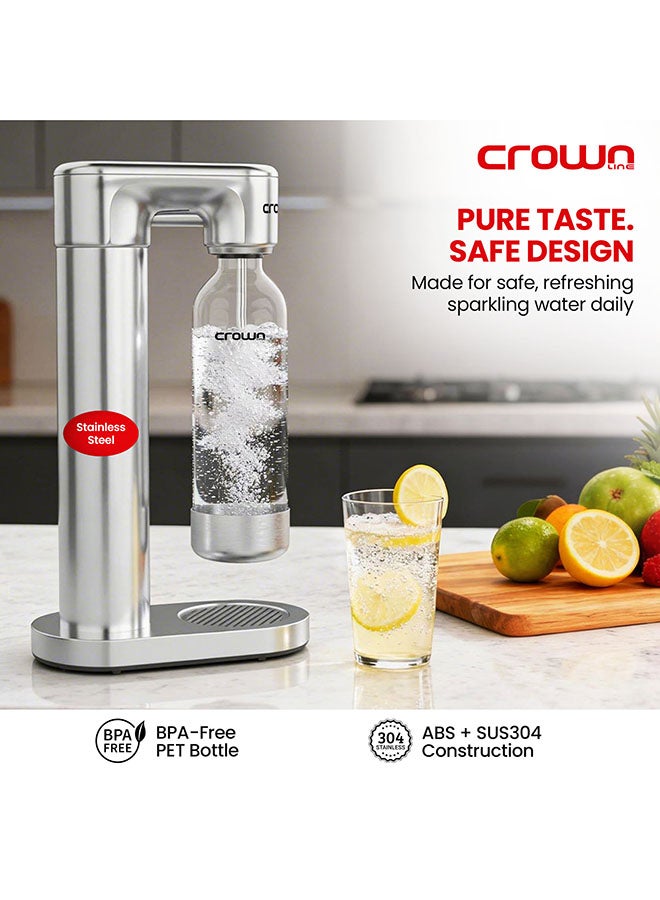كراون لاين صانع الصودا Crownline SM-455 – سعة 850-900 مل، زجاجة PET خالية من BPA، تصميم لولبي سريع، يصنع حتى 60 لتر لكل أسطوانة، متوافق مع أسطوانة غاز CO2 سعة 0.6 لتر/425 جرام (غير مدرجة) - Image 5