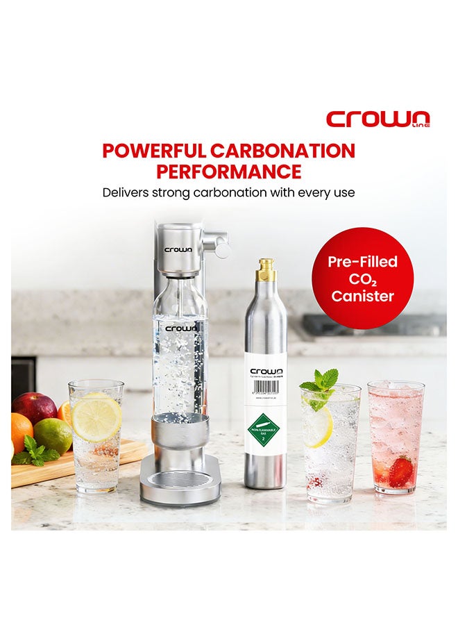 كراون لاين صانع الصودا Crownline SM-455 – سعة 850-900 مل، زجاجة PET خالية من BPA، تصميم لولبي سريع، يصنع حتى 60 لتر لكل أسطوانة، متوافق مع أسطوانة غاز CO2 سعة 0.6 لتر/425 جرام (غير مدرجة) - Image 4