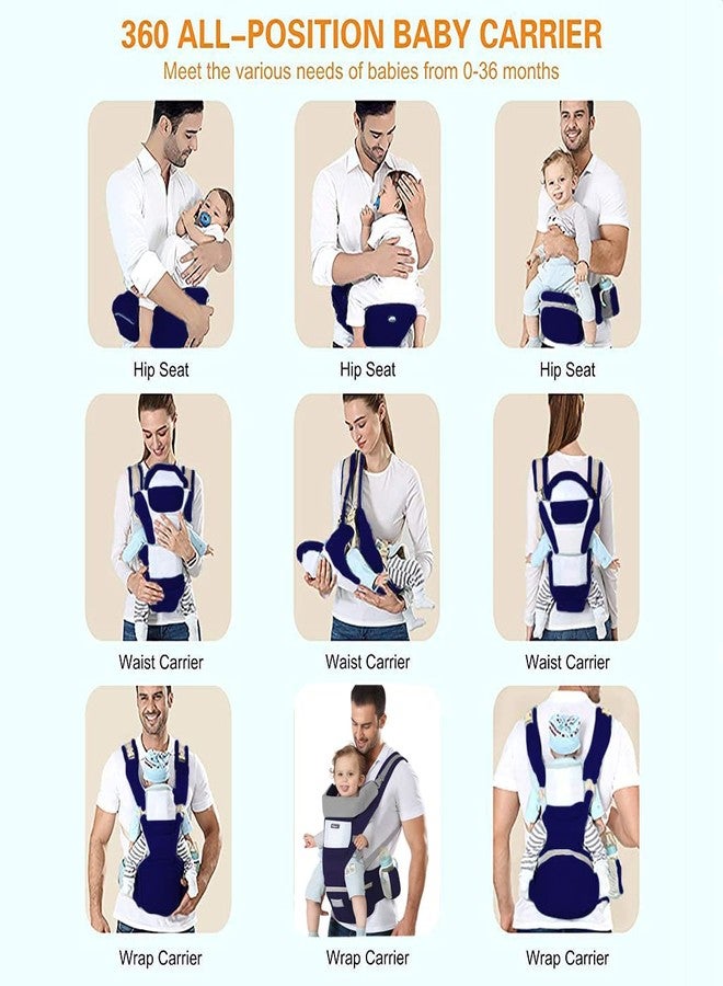 ELEPHANTBOAT® Blue Color 6-in-1 Lumbar Support 360 All-Position Baby Wrap Backpack Carrier with Front and Back for Breastfeeding 7-66 Lb Newborn Infant Toddler - Image 5