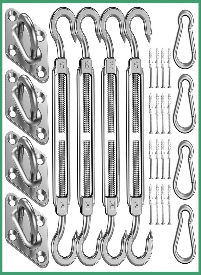 BUDONI Sun Shade Sail Hardware Kit: 6 Inch Sail Shade Hardware Kit for Pool Garden Backyard Pergola, Heavy Duty Shade Sail Hardware Kit for Triangle Rectangle Sun Shades Outdoor Patio Canopy Installation - Image 1