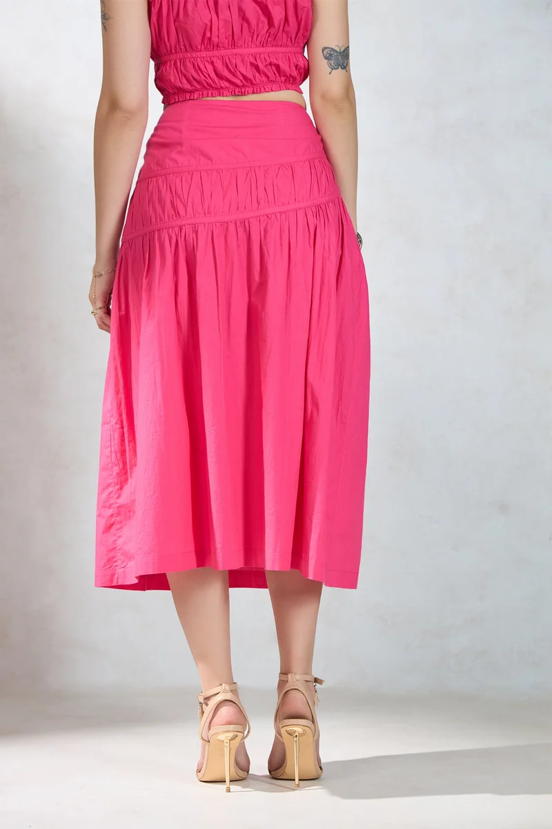 Virgio Virgio Women Cotton Midi Length Solid Skirt