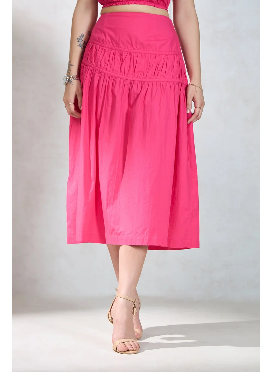 فيرجيو Virgio Women Cotton Midi Length Solid Skirt
