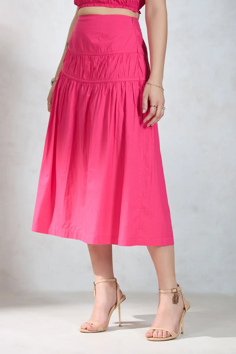 Virgio Virgio Women Cotton Midi Length Solid Skirt