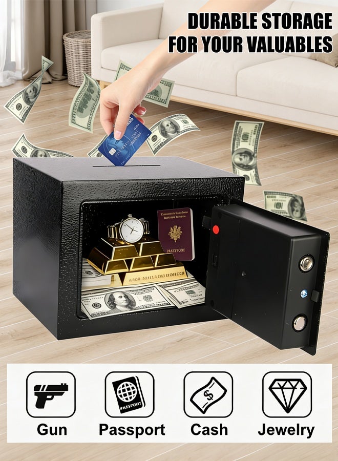 RUIYADA Mini Electronic Safe Box with Digital Keypad & Keys, Small Safe Deposit Boxes with Coin Slot, Safety Boxes for Home Office Dorm, Drop-resistant & Durable, For Cash, Jewelry, Passport - Image 3