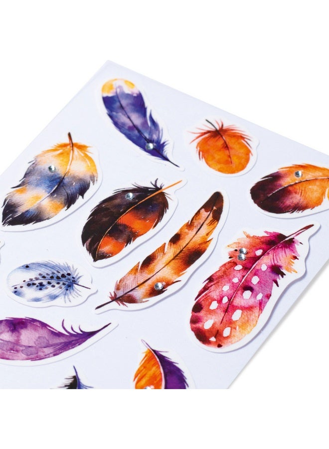 Herma Magic 3D Feather Stickers – Jeweled and Glittery; creative adhesive stickers for art projects, notebooks, and gifts (Model 15146); one sheet containing 13 colorful stickers. - Image 2