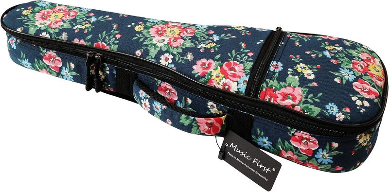 MUSIC FIRST Dark Night Garden Floral Soprano Ukulele Case - Canvas Soft Bag for 21" Ukulele - Image 3