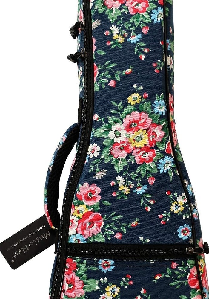 MUSIC FIRST Dark Night Garden Floral Soprano Ukulele Case - Canvas Soft Bag for 21" Ukulele - Image 1