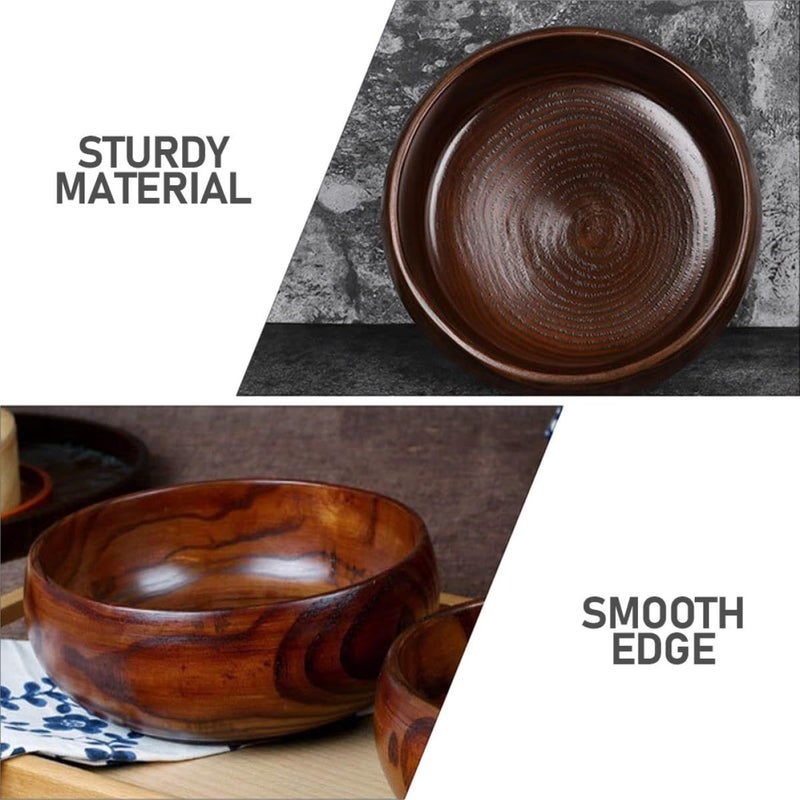 15cm Wooden Salad Bowl Multipurpose Serving For Fruit Dessert Cold Dishes Natural Wood - Image 4