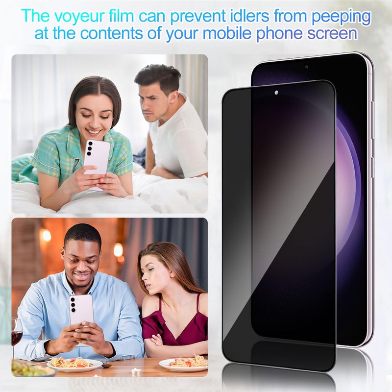 Lokyoo 2 Pack Privacy Screen Protector for Samsung Galaxy S23 [Anti-Spy Tempered Glass] [Fingerprint Unlock Support], Anti-Scratch, Bubble-Free, Easy Install 9H Protective Glass for Galaxy S23 - Image 2