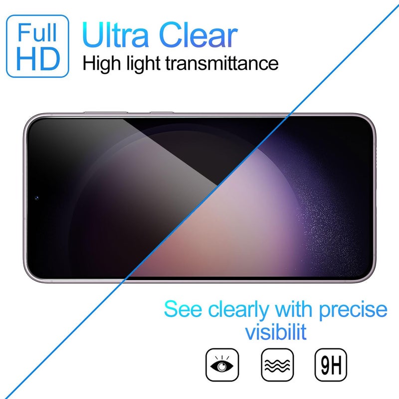 Lokyoo 2 Pack Privacy Screen Protector for Samsung Galaxy S23 [Anti-Spy Tempered Glass] [Fingerprint Unlock Support], Anti-Scratch, Bubble-Free, Easy Install 9H Protective Glass for Galaxy S23 - Image 5