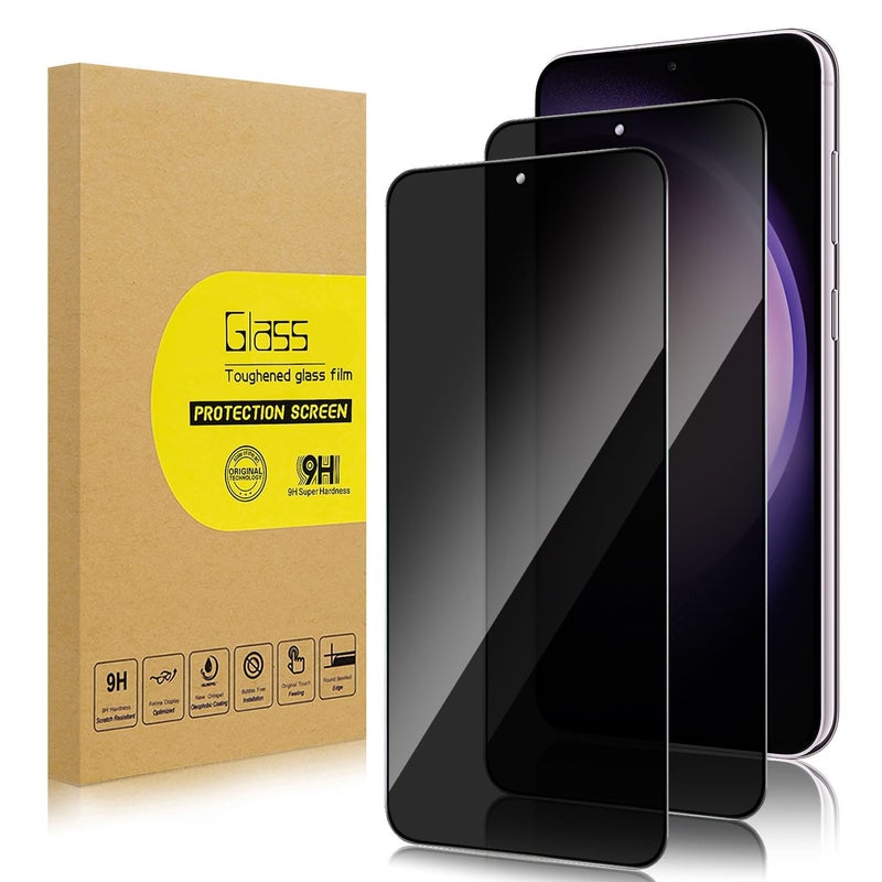 Lokyoo 2 Pack Privacy Screen Protector for Samsung Galaxy S23 [Anti-Spy Tempered Glass] [Fingerprint Unlock Support], Anti-Scratch, Bubble-Free, Easy Install 9H Protective Glass for Galaxy S23 - Image 1