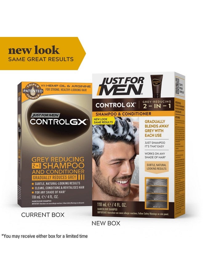 جست فور من شامبو وبلسم Just For Men Control GX Grey Reducing 2 في 1، لون شعر تدريجي لشعر أقوى وأكثر صحة، 4 أونصة سائلة - عبوة من قطعة واحدة (قد تختلف العبوة) - Image 2